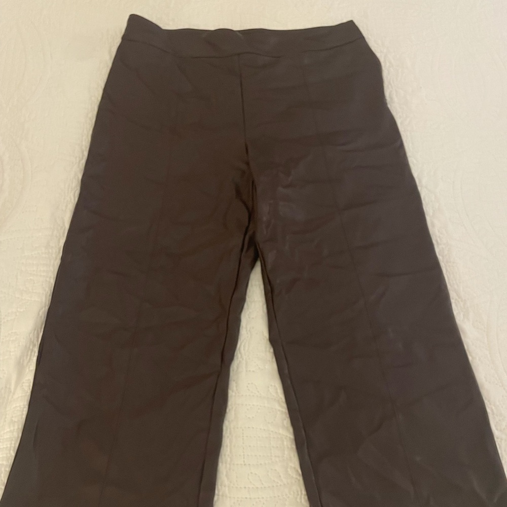 brown leather ann taylor pants